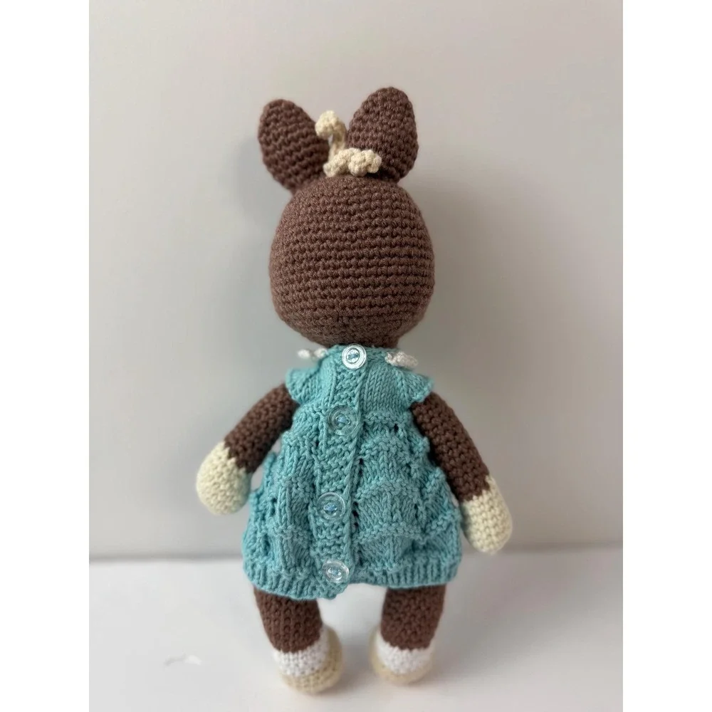 Handmade Llama Doll in a blue dress, stuffed animal, hand‎ crocheted.